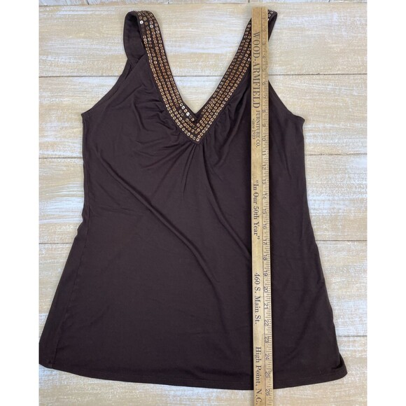 MICHAEL Michael Kors Women's Size M Brown Sequin Trimmed V Neck Tank Top - Picture 7 of 7